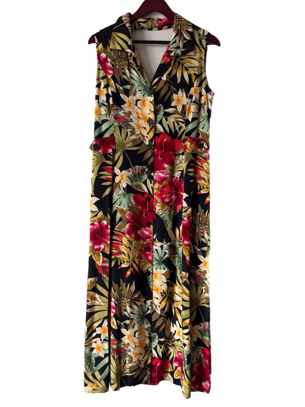 VINTAGE Floral Midi Dress Shirtdress Sz S - Picture 2 of 10